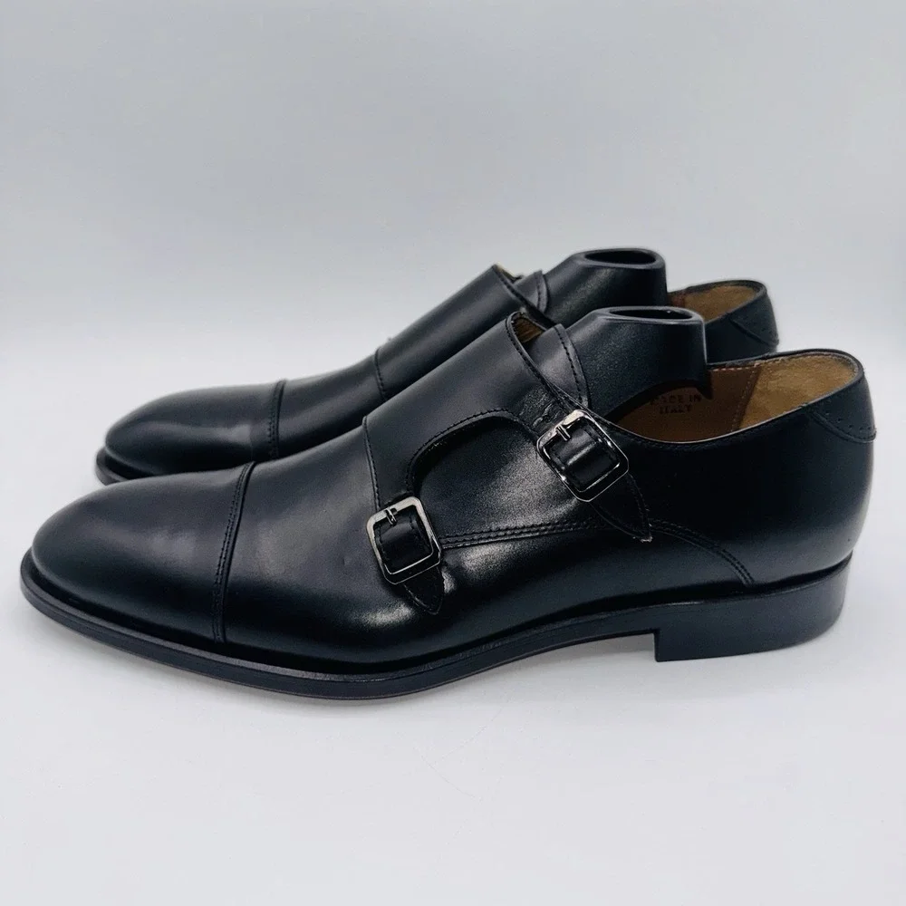 Antonio Maurizi Double‎ Monk Strap Oxfords Men's Size 9 EU 42 Black Leather